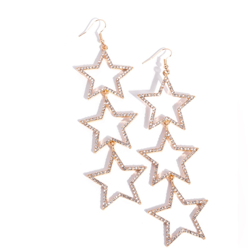 Gold Star Dangle Earrings